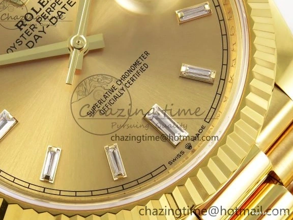 1225 WrinkleFree DayDate 40 228238 ARF 904L Steel YG Crystal Diamonds Bezel on President Bracelet VR 1550